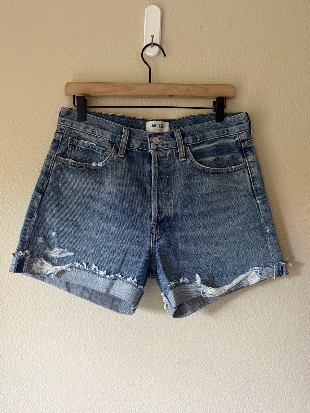 AGOLDE Women's Distressed Denim Shorts